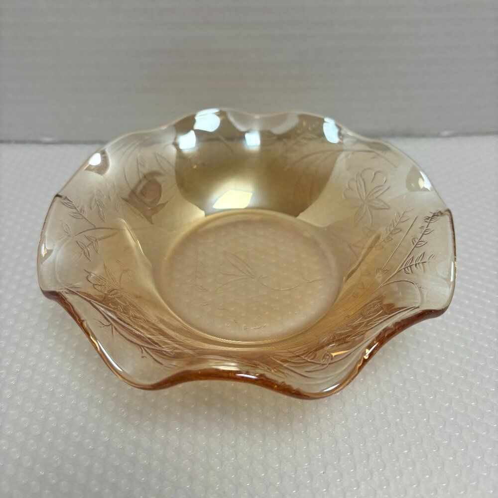 Jeannette Floragold Ruffled 5"Fruit Bowl - 5.5 Inches